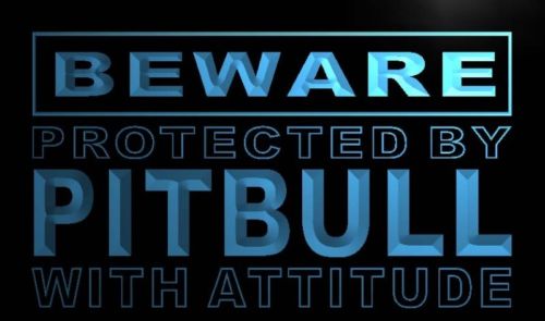 Beware Pit bull Neon Light Sig